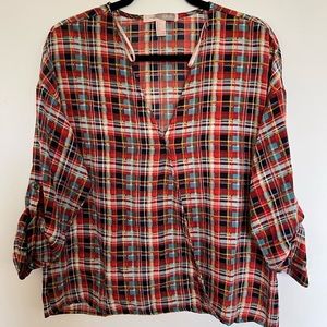 F21 Plaid Long-Sleeve Shirt L